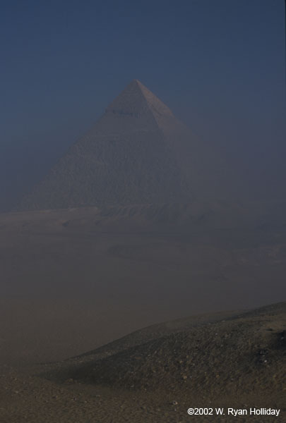 Pyramids at Sunrise from Desert